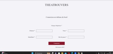 Copie d'écran du projet Théâtr' ou vers (Back Office)