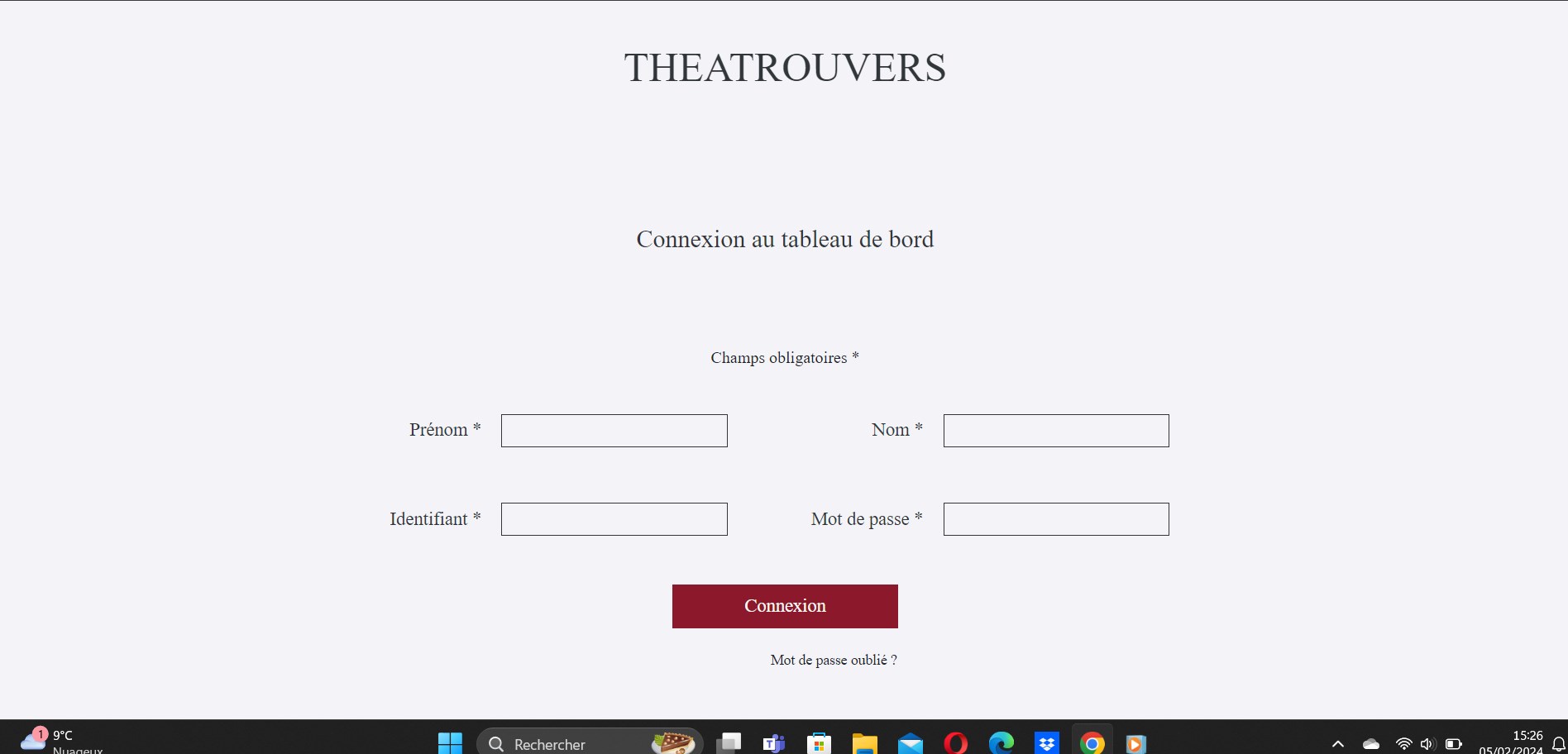 Théâtr' ou vers (Back Office) Copie d'écran Théâtr' ou vers (Back Office)
